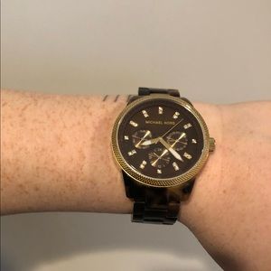 Michael Kors Tortoise Shell & Crystal Inlay Watch